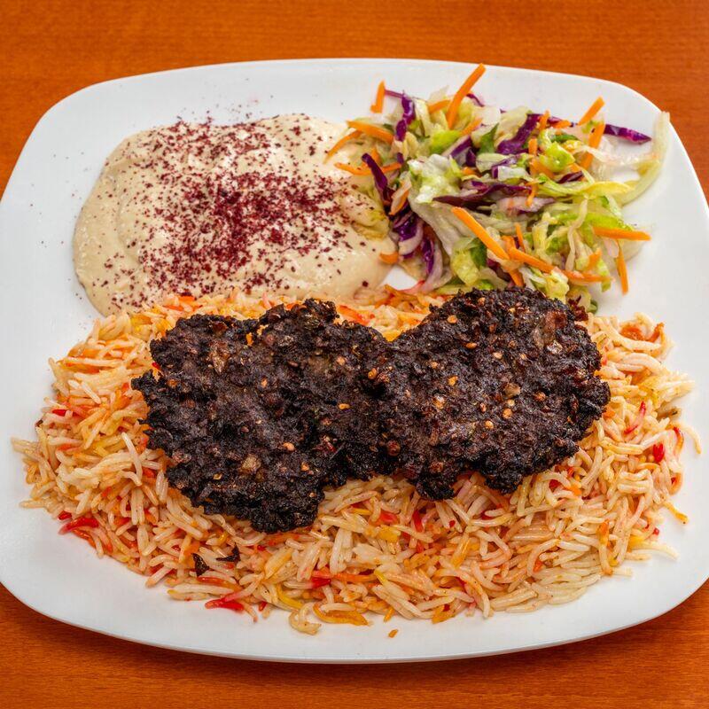 Beef Chapli Kabab Over Rice